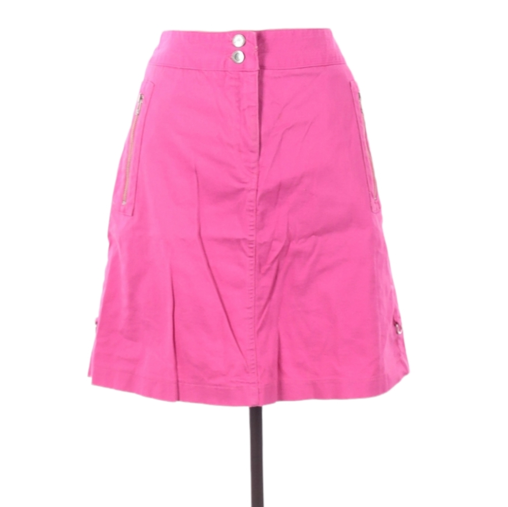 Barbara Lesser‎ Pink A-line Skirt Size 12 Zip Close Side Zipper Pockets Stretch